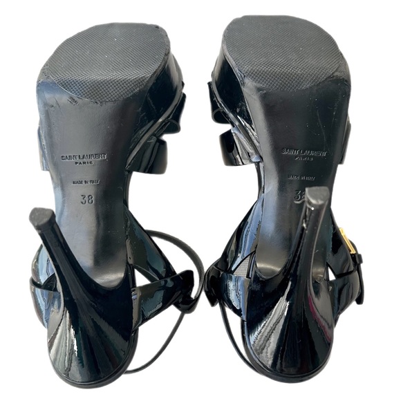 Saint Laurent TRIBUTE PLATFORM SANDALS IN PATENT LEATHER BLACK like new 🚨 - Picture 10 of 12